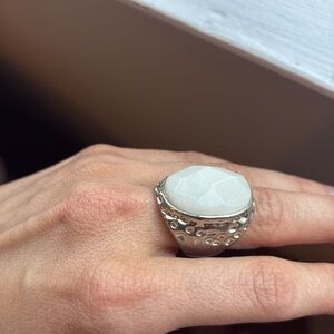 Elegant Silver and White Stone Ring